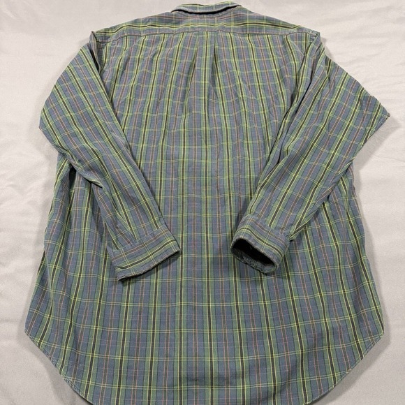 Ralph Lauren M Big Shirt Mens Green Plaid Vintage Cotton Oxford Button Down - Picture 2 of 8